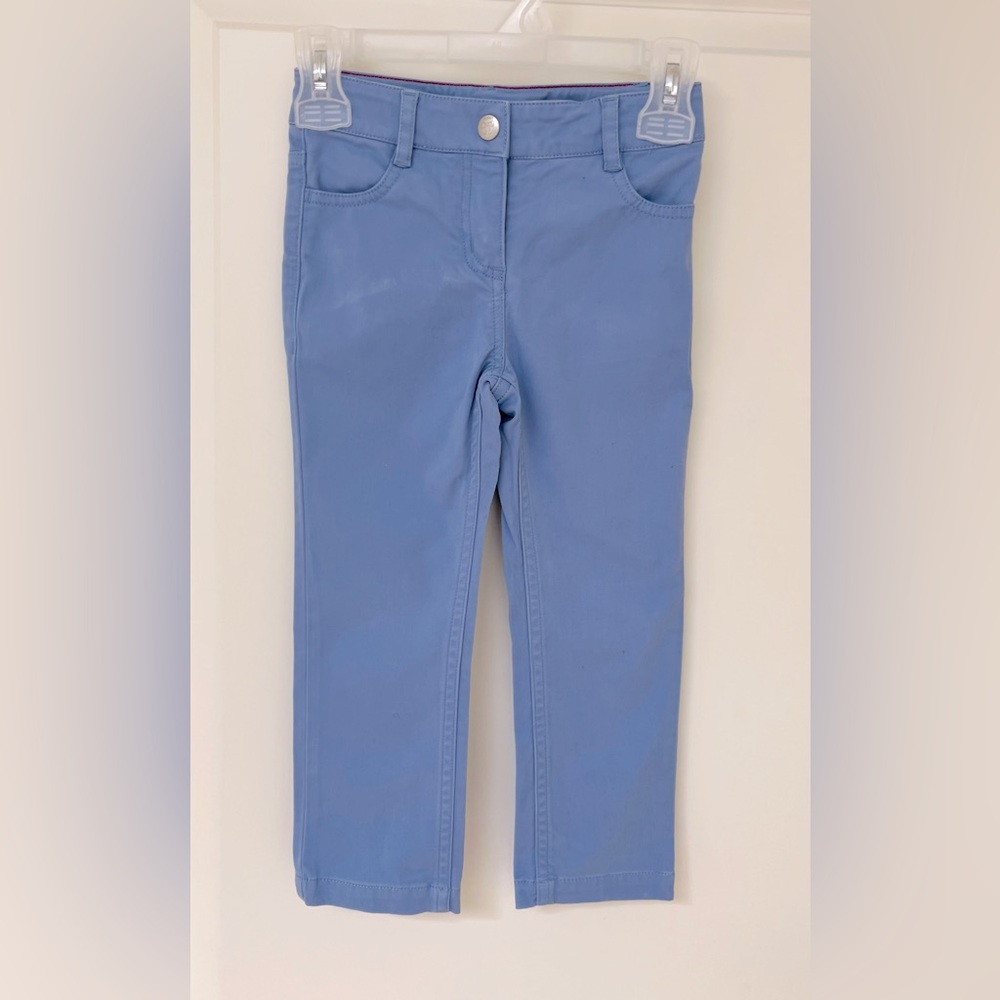 Jacadi Paris Girl Blue Straight-Leg Trouser Pants - Adjustable Waist - Size 3